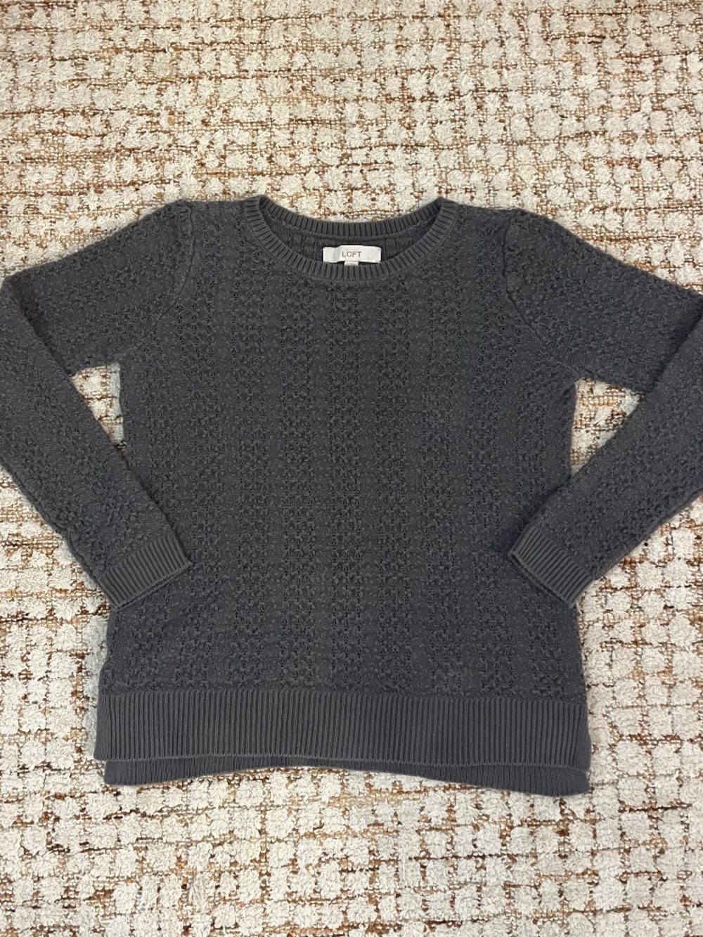 Loft Cotton Knit Textured Sweater